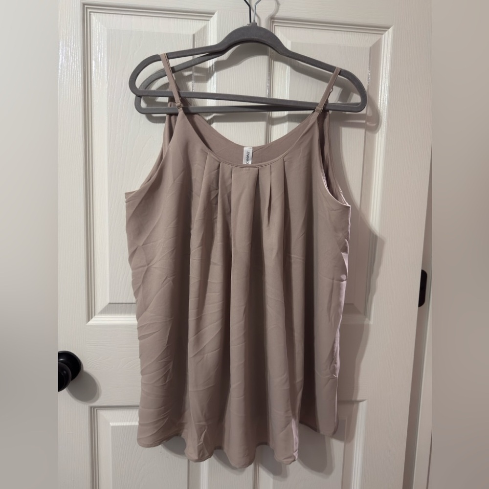 Zenana Outfitters Taupe Pleated Spaghetti Strap Cami Top
